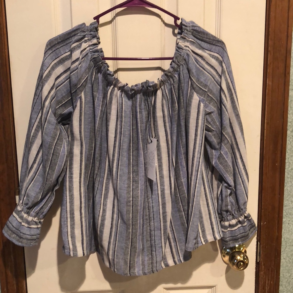Off shoulder striped new Maven west top